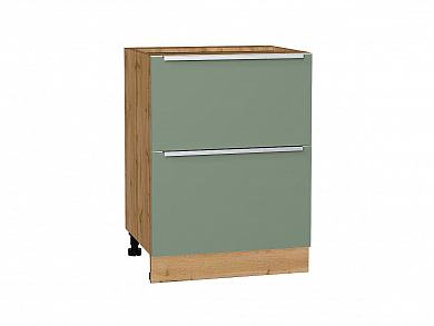Шкаф нижний с 2-мя ящиками Фьюжн 816*600*480 Silky Mint / Дуб Вотан