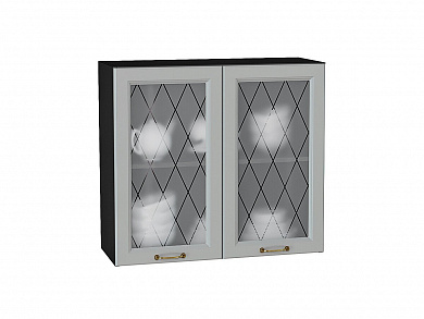 Шкаф верхний с 2-мя остекленными дверцами Ницца 716*800*318 Графит / Graphite