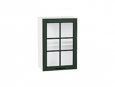 Шкаф верхний с 1-ой остекленной дверцей Дублин 716*500*318 Special Green / Белый