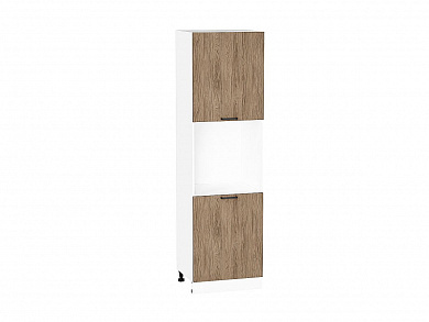 Шкаф пенал с 2-мя дверцами под технику Флэт 2132*600*574 Natural Casella Oak 2S / Белый