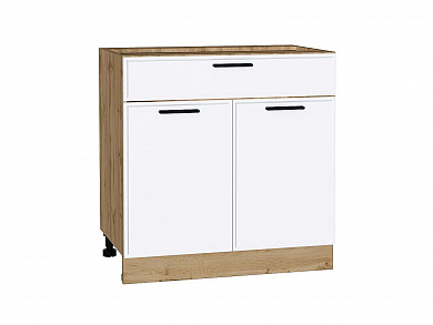 Шкаф нижний с 2-мя дверцами и ящиком Фрейм 816*800*484 White Silk / Дуб Вотан