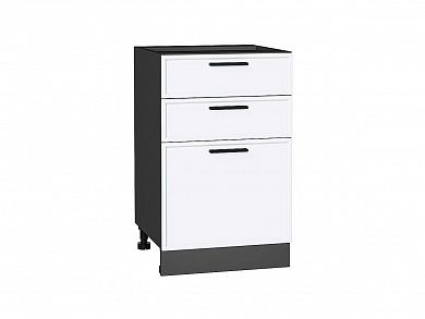 Шкаф нижний с 3-мя ящиками Фрейм 816*500*484 White Silk / Graphite