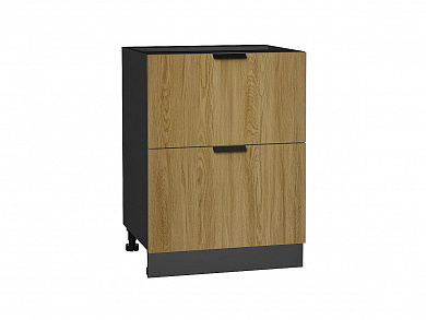 Шкаф нижний с 2-мя ящиками Евро 816*600*478 Дуб песочный / Graphite