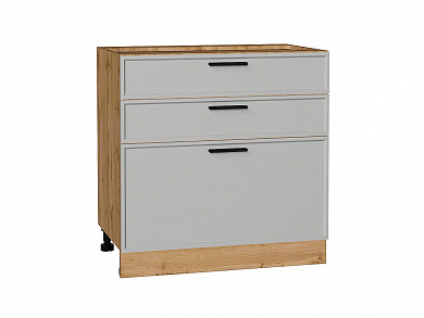 Шкаф нижний с 3-мя ящиками Фрейм 816*800*484 Grey Silk / Дуб Вотан