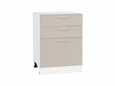 Шкаф нижний с 3-мя ящиками Квадро 816*600*481 Кашемир / Белый