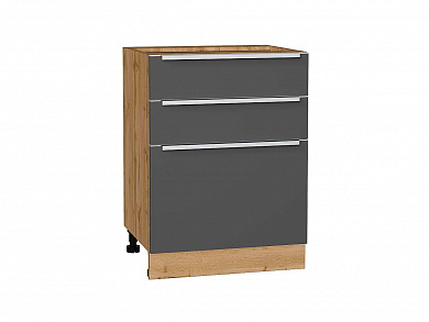 Шкаф нижний с 3-мя ящиками Фьюжн 816*600*480 Stormy Silk / Дуб Вотан