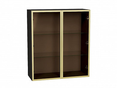 Шкаф верхний с 2-мя остекленными дверцами 920*800*322 Золотой / Graphite
