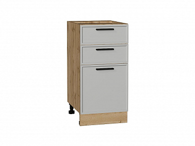 Шкаф нижний с 3-мя ящиками Фрейм 816*400*484 Grey Silk / Дуб Вотан
