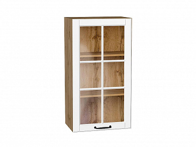 Шкаф верхний с 1-ой остекленной дверцей Дублин 920*500*318 Special White / Дуб Вотан