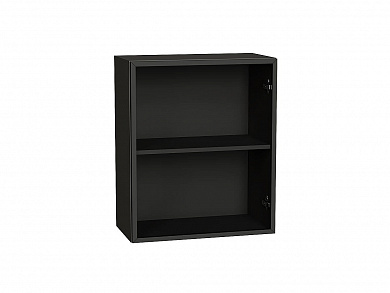 Шкаф верхний с 1-ой остекленной дверцей (полки ЛДСП) 716*600*322 Черный / Graphite