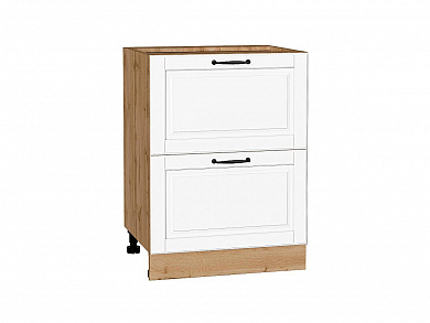 Шкаф нижний с 2-мя ящиками Дублин 816*600*478 Special White / Дуб Вотан