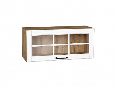 Шкаф верхний горизонтальный остекленный Дублин 358*800*318 Special White / Дуб Вотан