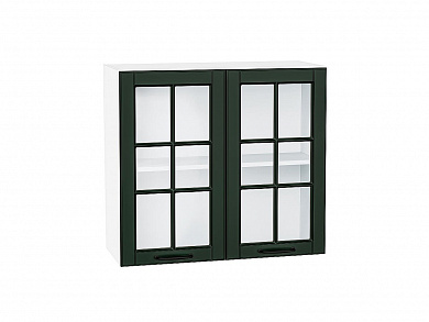 Шкаф верхний с 2-мя остекленными дверцами Дублин 716*800*318 Special Green / Белый