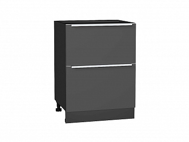 Шкаф нижний с 2-мя ящиками Фьюжн 816*600*480 Stormy Silk / Graphite