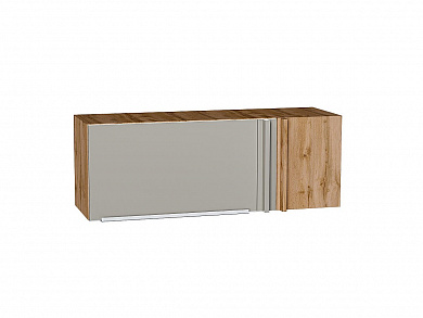 Шкаф верхний прямой угловой горизонтальный Фьюжн 358*1000*350 Silky Light Grey / Дуб Вотан