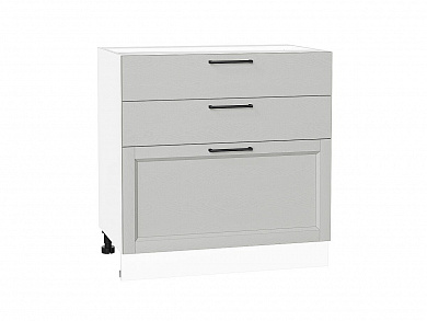 Шкаф нижний с 3-мя ящиками Сканди 816*800*480 Grey Silkwood / Белый