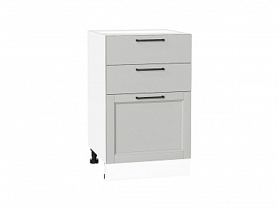 Шкаф нижний с 3-мя ящиками Сканди 816*500*480 Grey Silkwood / Белый