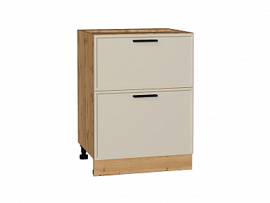 Шкаф нижний с 2-мя ящиками Фрейм 816*600*484 Cream Silk / Дуб Вотан
