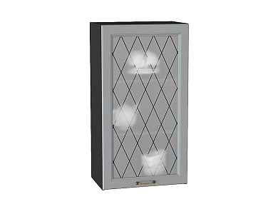 Шкаф верхний с 1-ой остекленной дверцей Ницца 920*500*318 Графит / Graphite