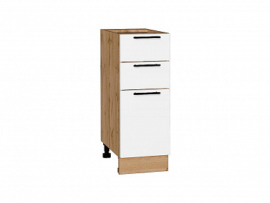 Шкаф нижний с 3-мя ящиками Лайт 816*300*478 Special White / Дуб Вотан