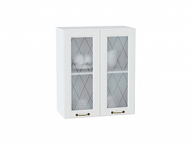 Шкаф верхний с 2-мя остекленными дверцами Ницца 716*600*318 Белый / Белый