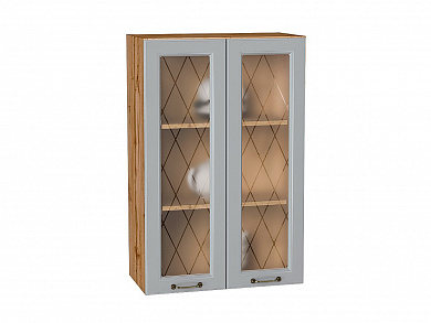 Шкаф верхний с 2-мя остекленными дверцами Ницца 920*600*318 Графит / Дуб Вотан