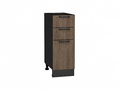 Шкаф нижний с 3-мя ящиками Флэт 816*300*478 Brown Casella Oak 2S / Graphite