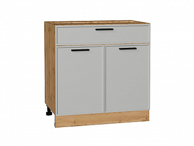 Шкаф нижний с 2-мя дверцами и ящиком Фрейм 816*800*484 Grey Silk / Дуб Вотан