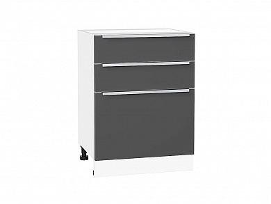 Шкаф нижний с 3-мя ящиками Фьюжн 816*600*480 Stormy Silk / Белый