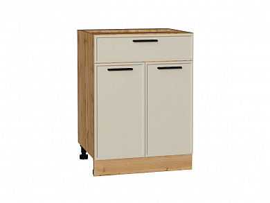 Шкаф нижний с 2-мя дверцами и ящиком Фрейм 816*600*484 Cream Silk / Дуб Вотан