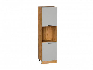 Шкаф пенал с 2-мя дверцами под технику Фрейм 2132*600*580 Grey Silk / Дуб Вотан