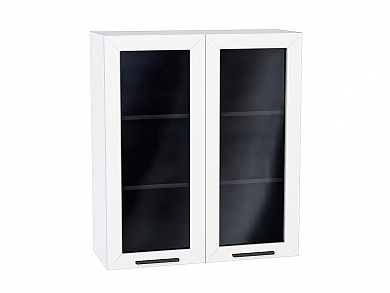 Шкаф верхний с 2-мя остекленными дверцами Глетчер 920*800*318 Айленд Силк / Белый