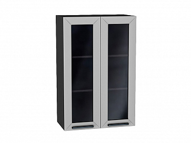 Шкаф верхний с 2-мя остекленными дверцами Глетчер 920*600*318 Гейнсборо Силк / Graphite