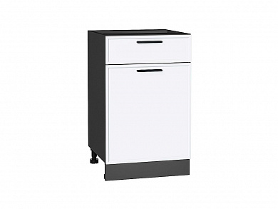 Шкаф нижний с 1-ой дверцей и ящиком Фрейм 816*500*484 White Silk / Graphite