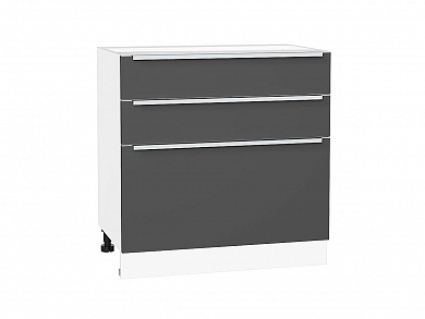 Шкаф нижний с 3-мя ящиками Фьюжн 816*800*480 Stormy Silk / Белый