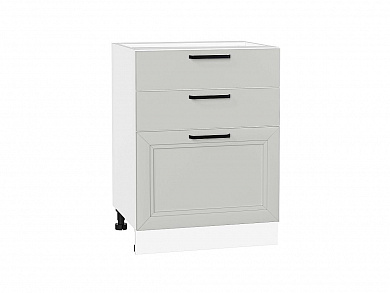 Шкаф нижний с 3-мя ящиками Нео 816*600*480 Grey Silk / Белый