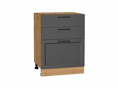 Шкаф нижний с 3-мя ящиками Сканди 816*600*480 Stormy Silkwood / Дуб Вотан