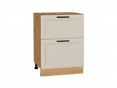 Шкаф нижний с 2-мя ящиками Нео 816*600*480 Cream Silk / Дуб Вотан