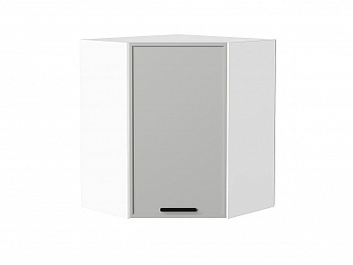 Шкаф верхний угловой Фрейм 716*600*600 Grey Silk / Белый