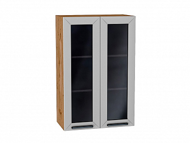 Шкаф верхний с 2-мя остекленными дверцами Глетчер 920*600*318 Гейнсборо Силк / Дуб Вотан