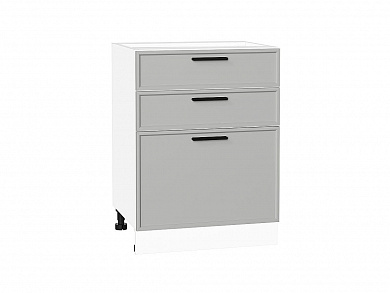 Шкаф нижний с 3-мя ящиками Фрейм 816*600*484 Grey Silk / Белый