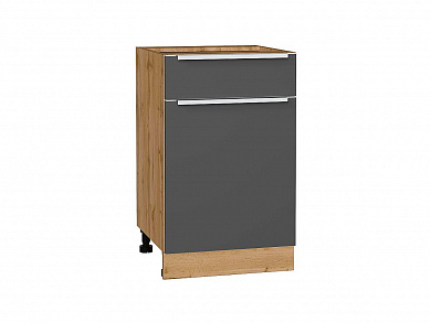 Шкаф нижний с 1-ой дверцей и ящиком Фьюжн 816*500*480 Stormy Silk / Дуб Вотан