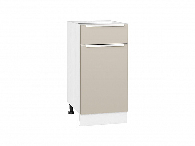 Шкаф нижний с 1-ой дверцей и ящиком Фьюжн 816*400*480 Cream Silk / Белый