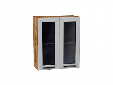 Шкаф верхний с 2-мя остекленными дверцами Глетчер 716*600*318 Гейнсборо Силк / Дуб Вотан