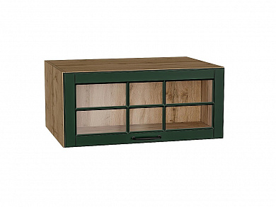 Шкаф верхний горизонтальный остекленный глубокий Дублин 358*800*574 Special Green / Дуб Вотан