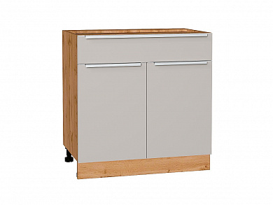 Шкаф нижний с 2-мя дверцами и ящиком Фьюжн 816*800*480 Clay Silk / Дуб Вотан