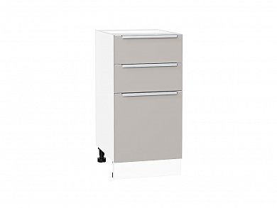 Шкаф нижний с 3-мя ящиками Фьюжн 816*400*480 Clay Silk / Белый
