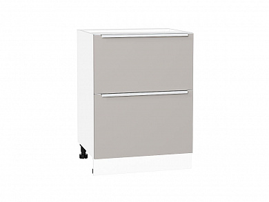 Шкаф нижний с 2-мя ящиками Фьюжн 816*600*480 Clay Silk / Белый