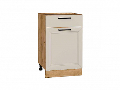 Шкаф нижний с 1-ой дверцей и ящиком Нео 816*500*480 Cream Silk / Дуб Вотан