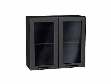 Шкаф верхний с 2-мя остекленными дверцами Глетчер 716*800*318 Маренго Силк / Graphite